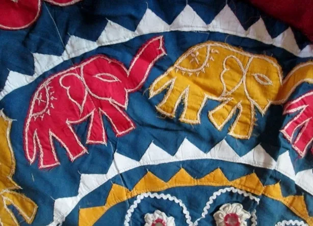 63" INDIA ELEPHANT POMPOM Tapestry Blanket COVER Bedspread Throw Wall Art MULTI