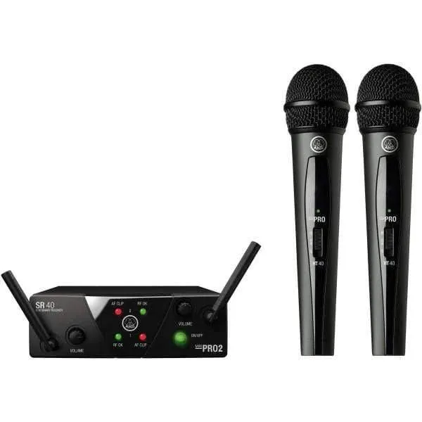 AKG WMS40 Mini2 Dual Vocal Set - Wireless Handheld Microphone System w/ Frequency Options