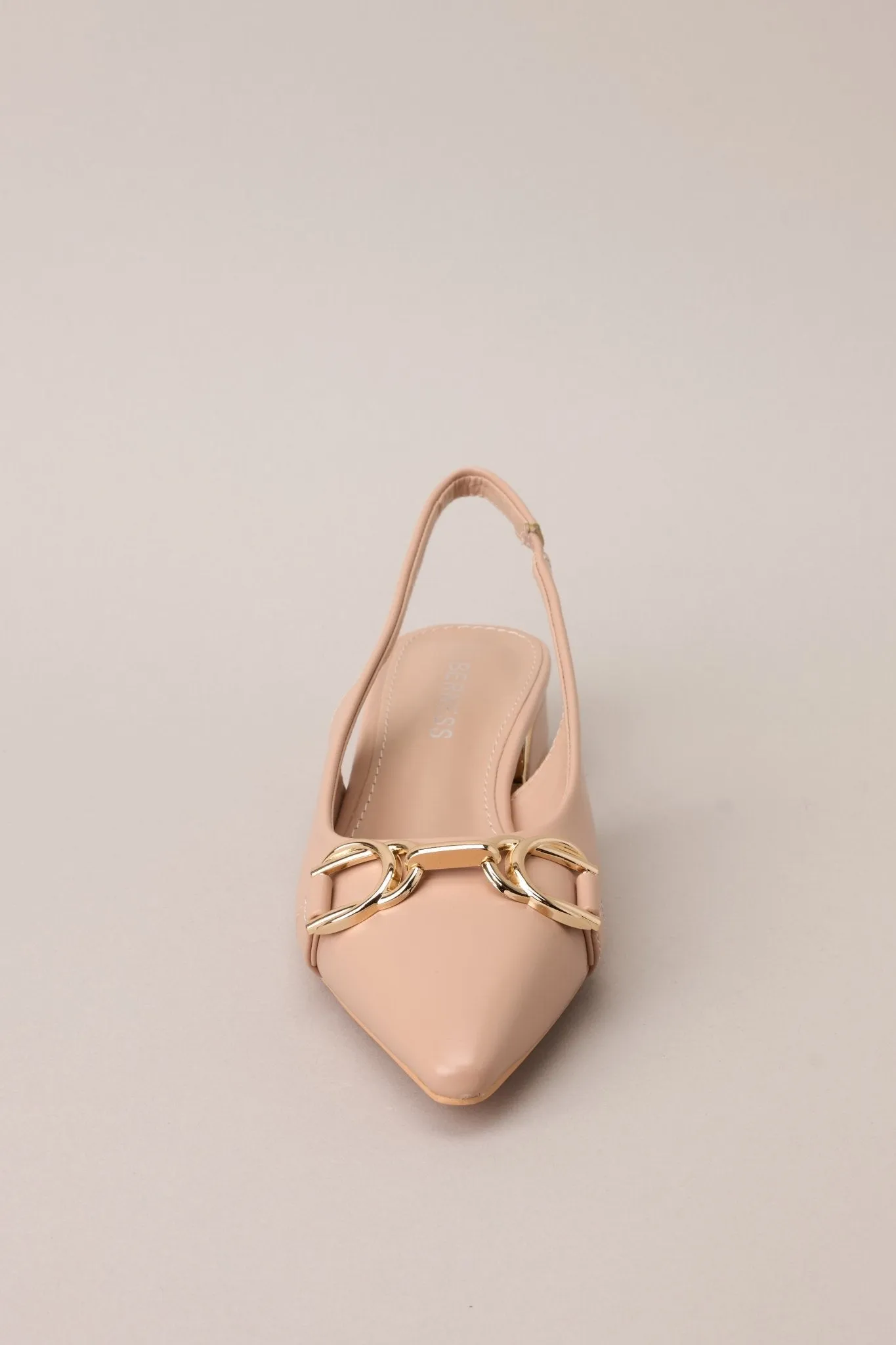 Always Everything Beige SlingBack Short Block Heels