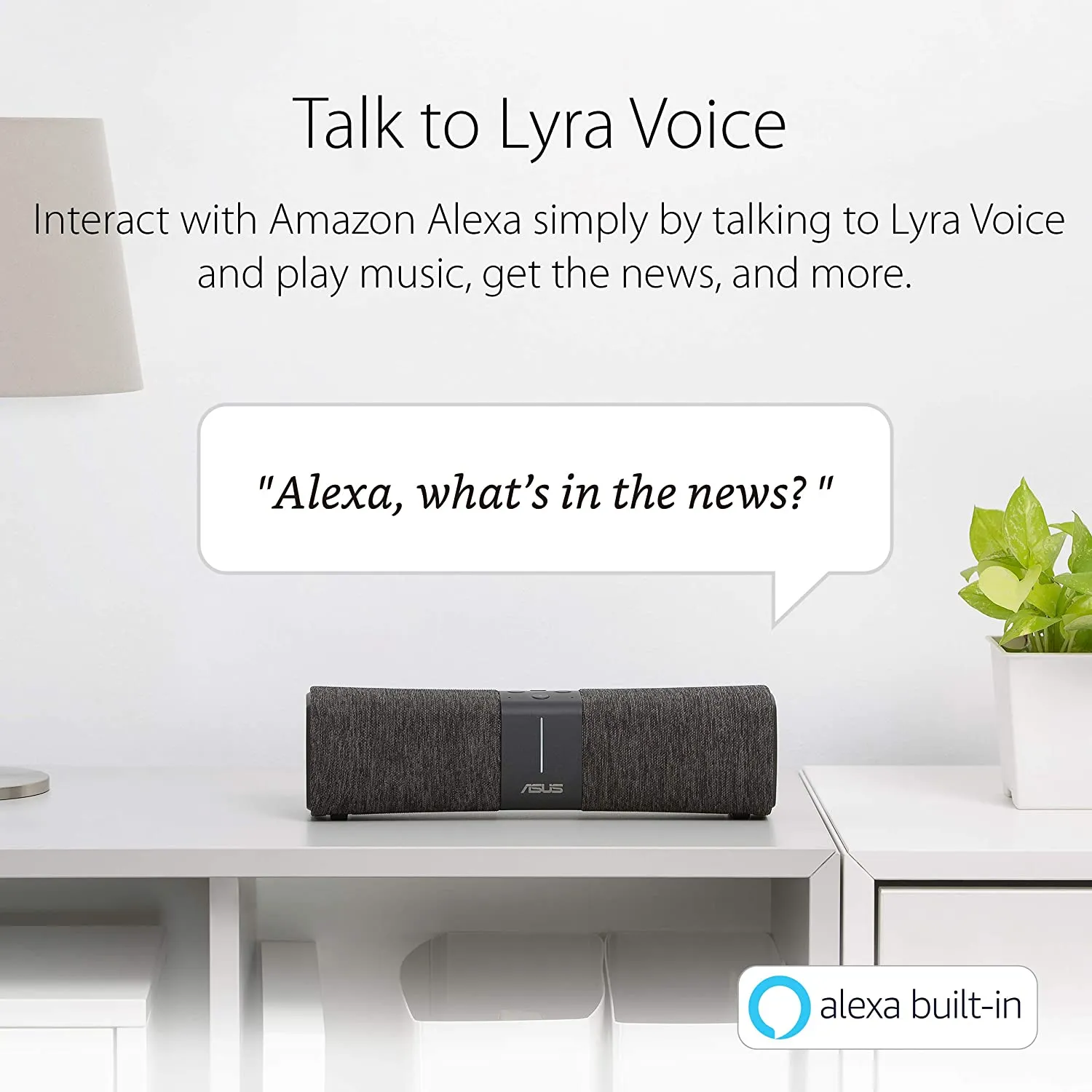 ASUS Lyra Voice AC2200 Tri-Band Mesh WiFi Router and Bluetooth Speaker with Amazon Alexa Built-in