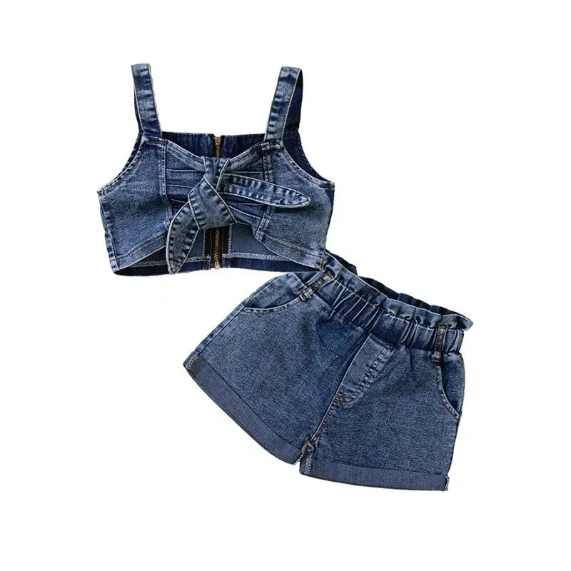 Bowknot Denim Set