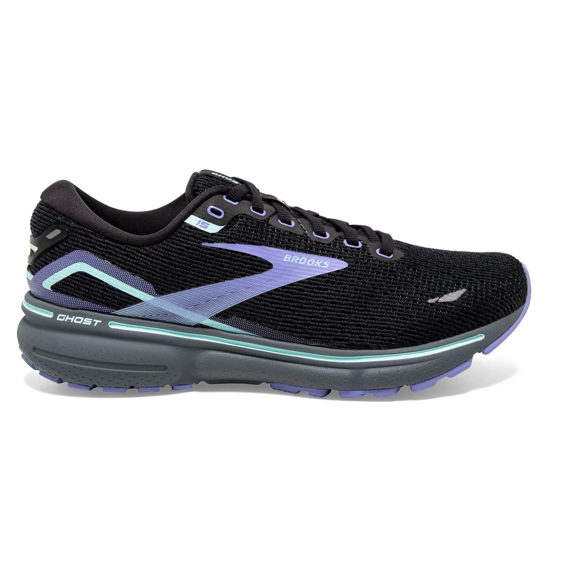 Brooks Women's 120380 011 Ghost 15 Black Jacaranda Salt Cushion Neutral Running Shoes