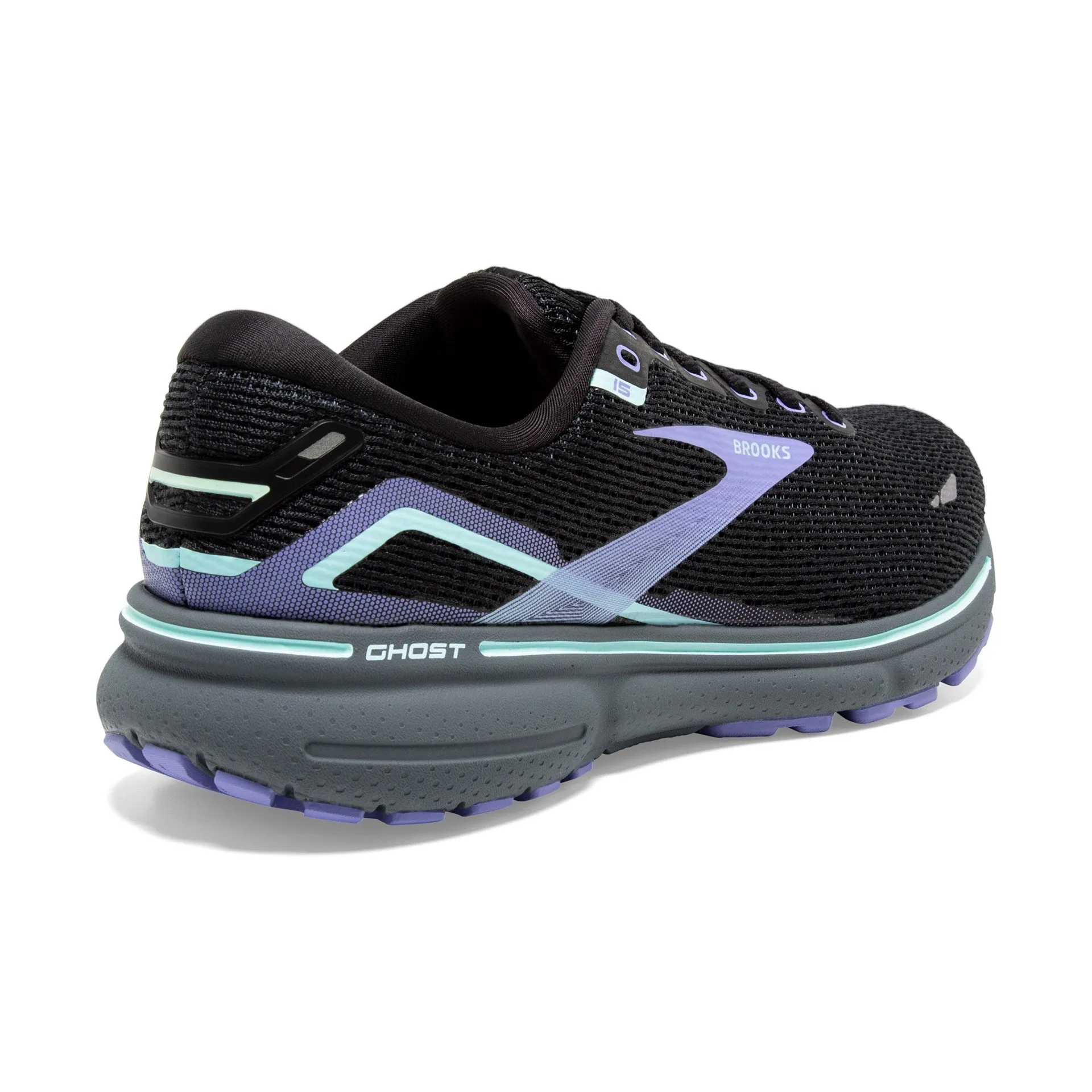 Brooks Women's 120380 011 Ghost 15 Black Jacaranda Salt Cushion Neutral Running Shoes