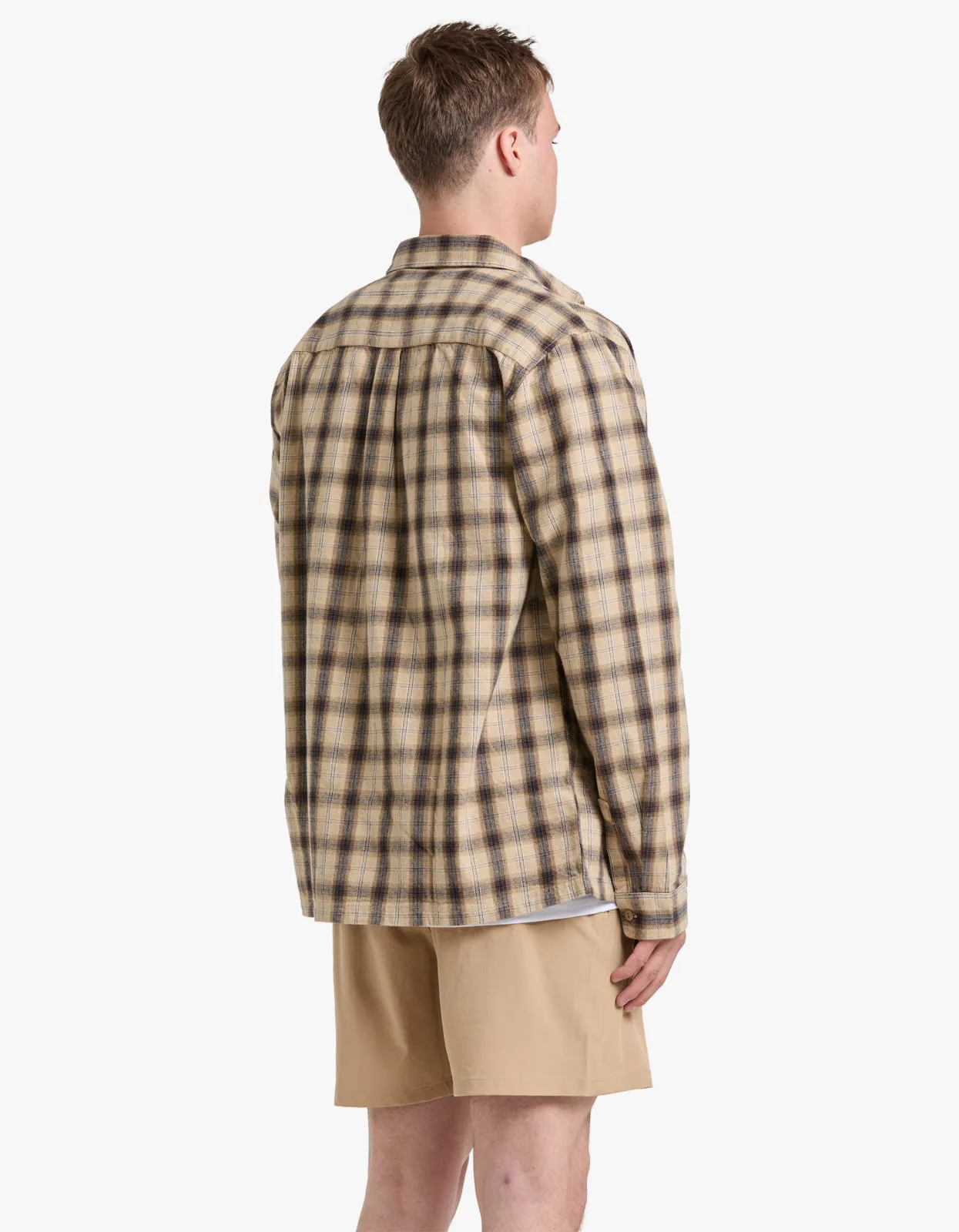 Brushed Flannel Shirt - Tan Multi