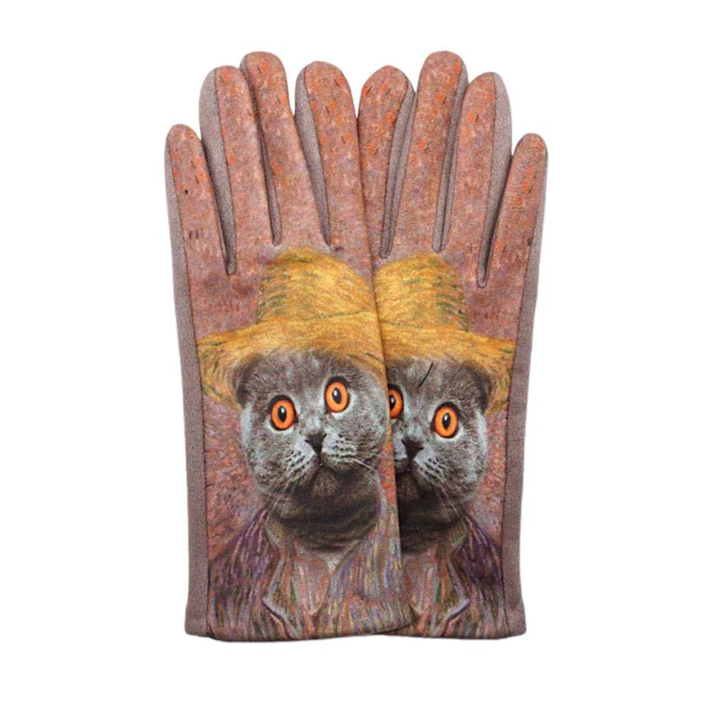 Cat Printed Smart Gloves