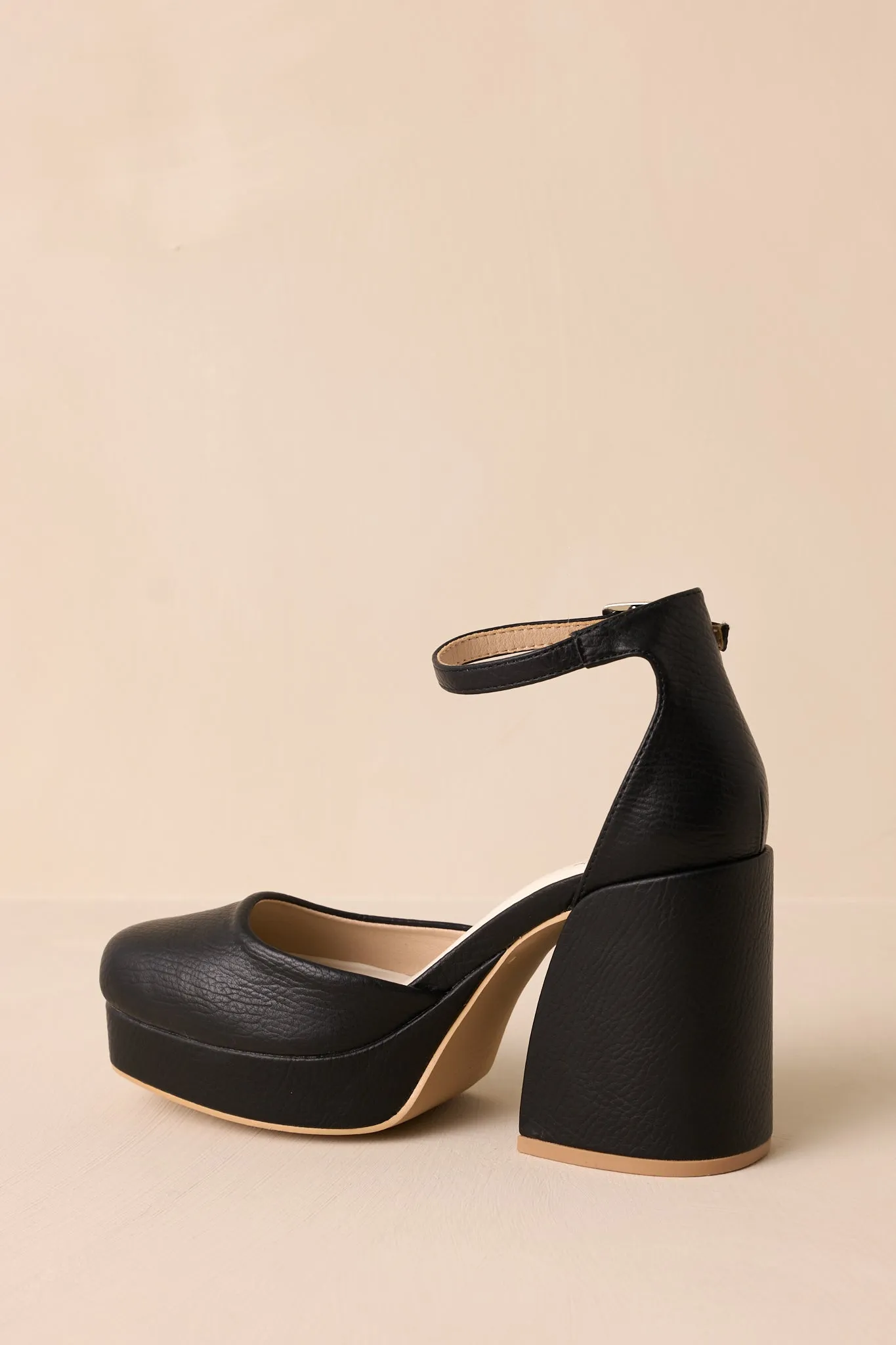 Dynamic Steps Black Ankle Strap Block Heels