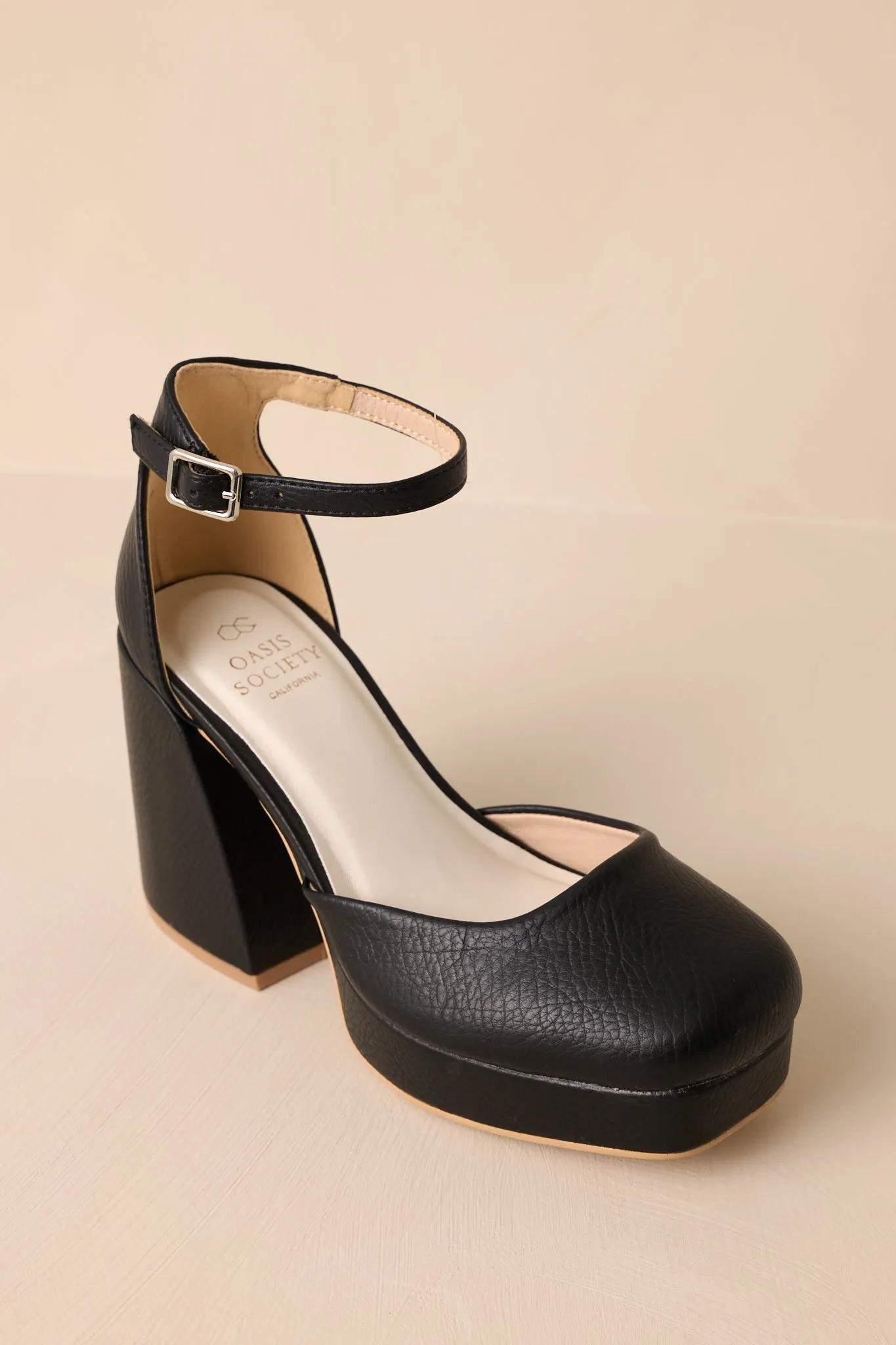 Dynamic Steps Black Ankle Strap Block Heels