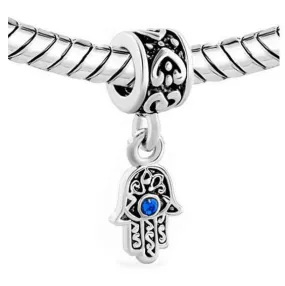 Evil Eye Hamsa Dangle Charm 925 Sterling Silver