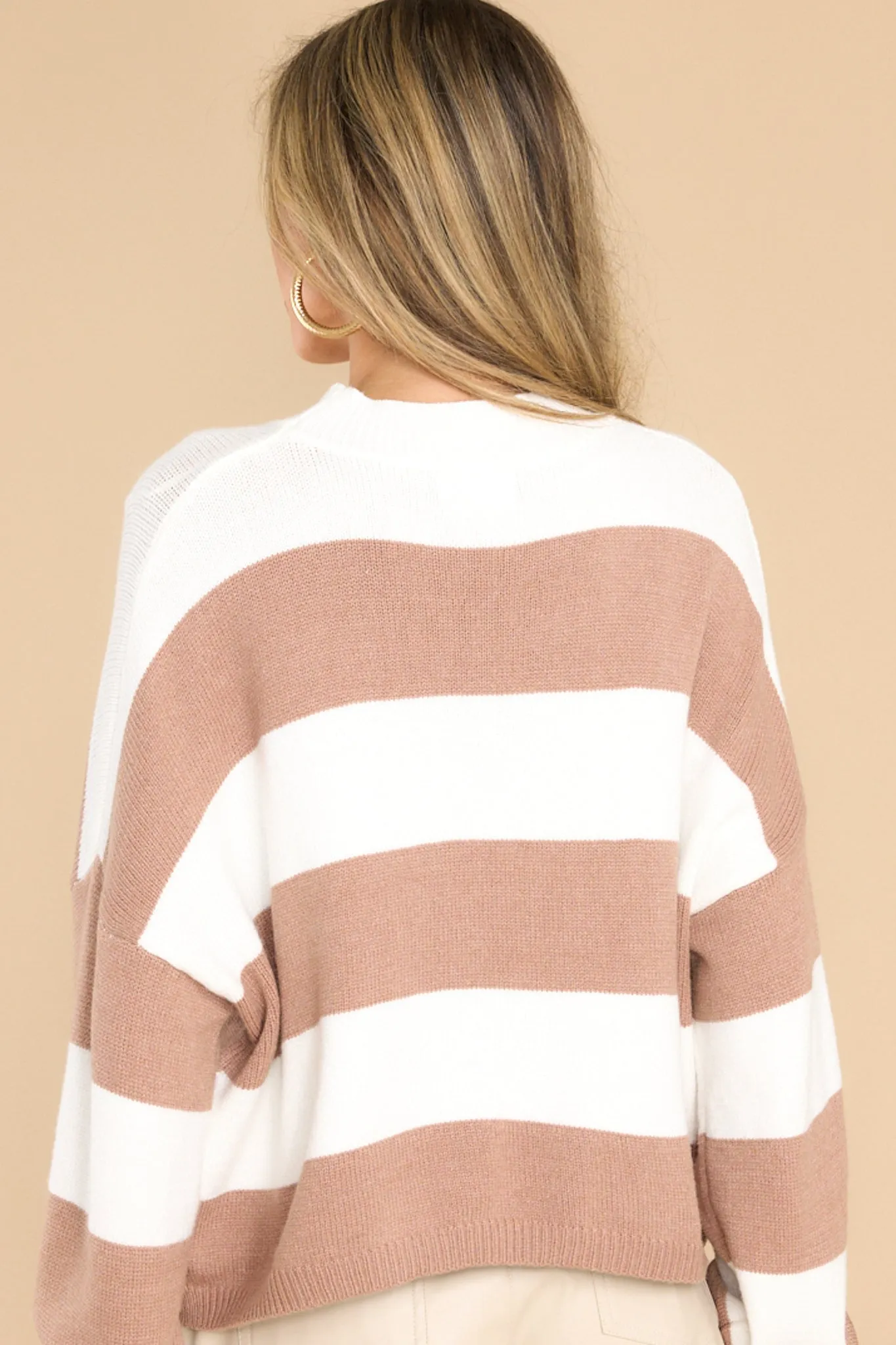 For A While Brown Stripe Sweater