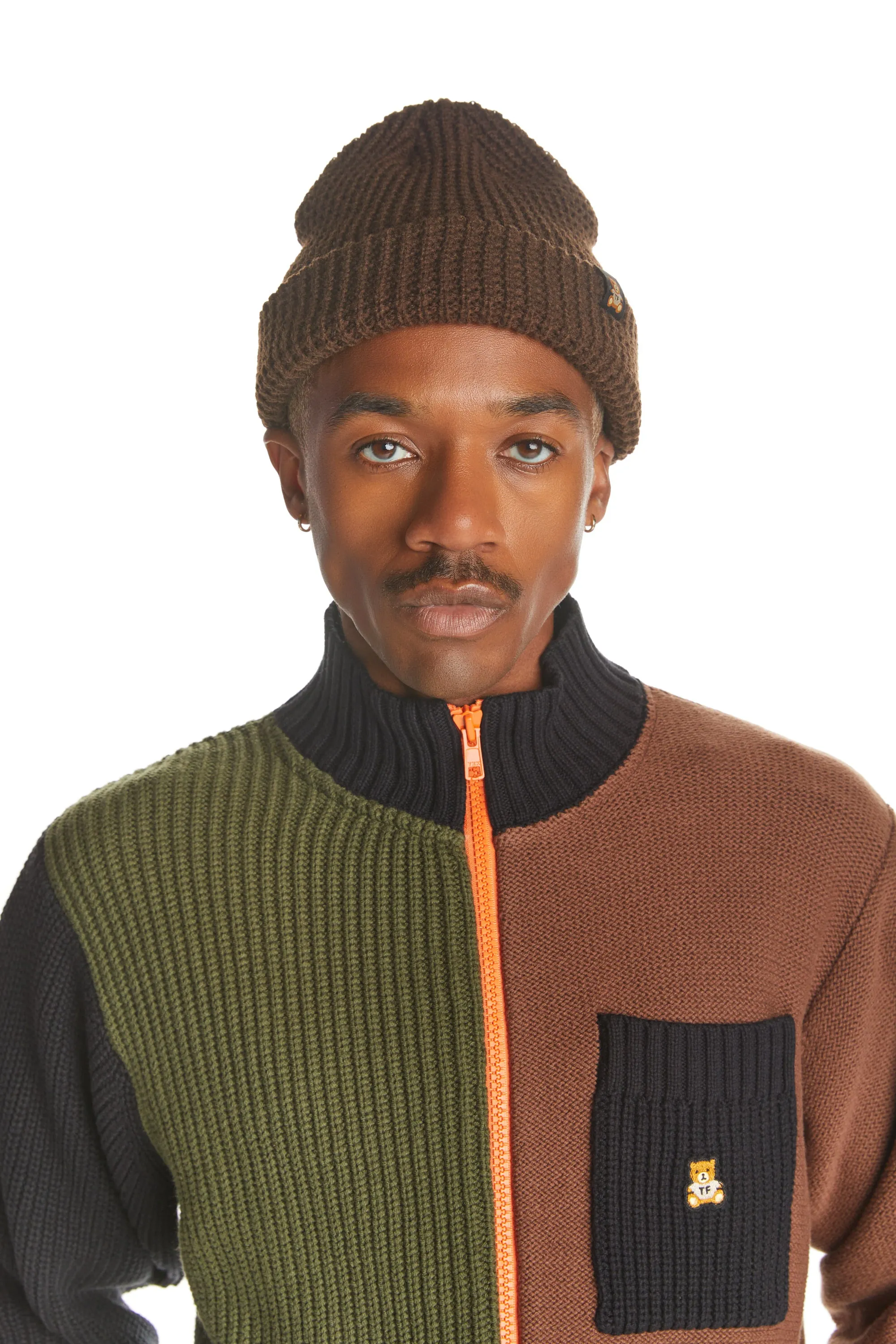 Full Zip Color Block Sweater