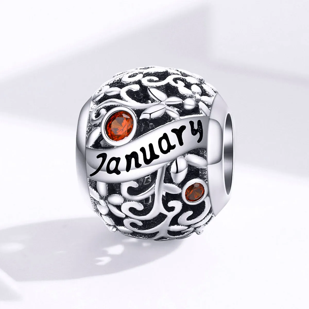 Garnet Birthstone January Charm 925 Sterling Silver