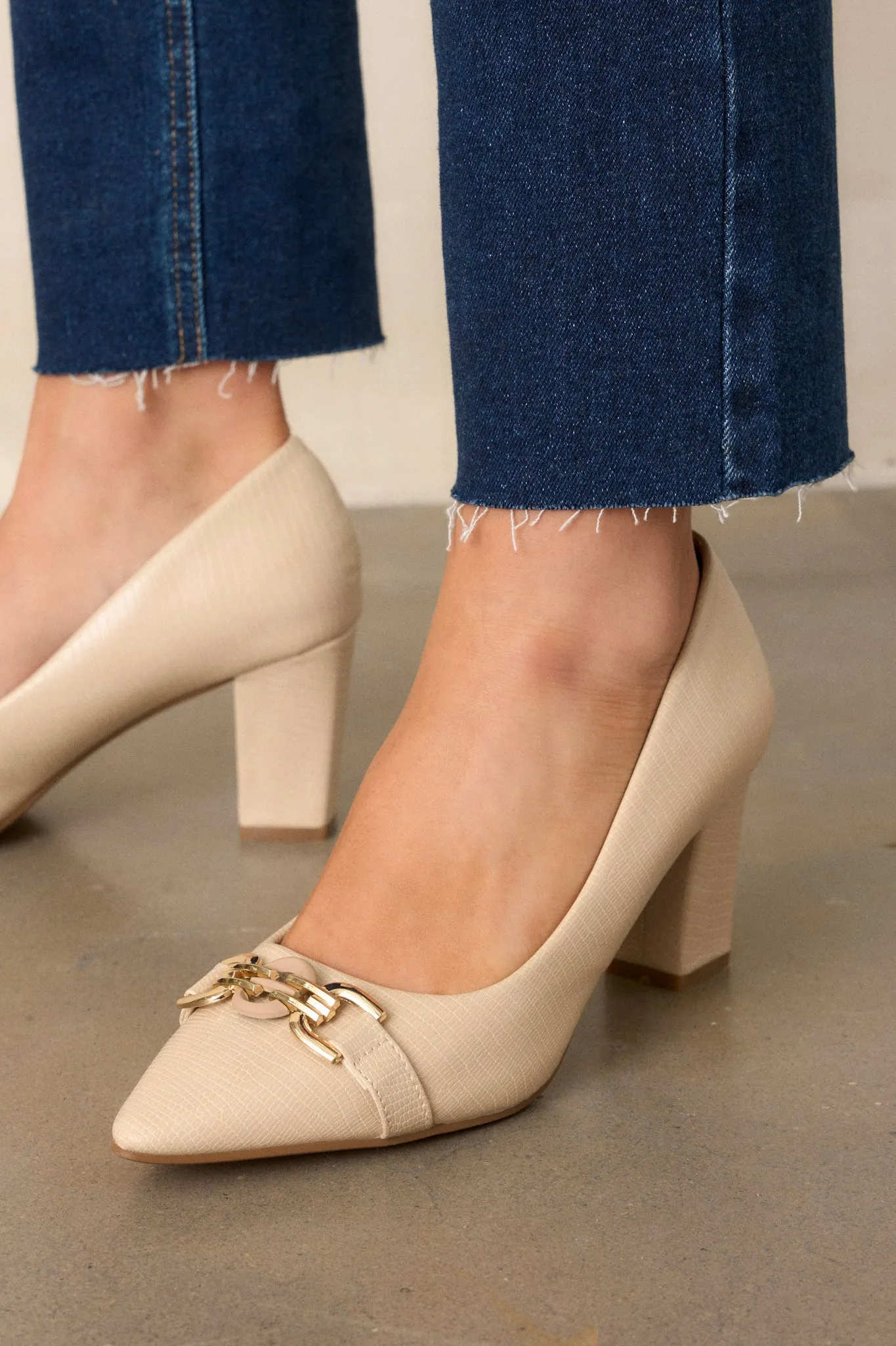 How It Went Beige Block Heel