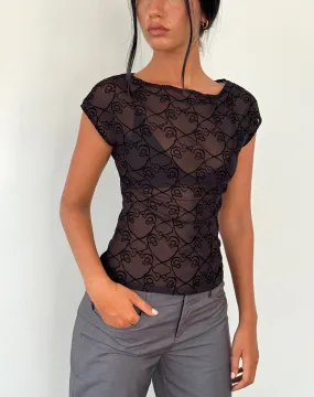 Nova Top in Black Queen of Heart Flock