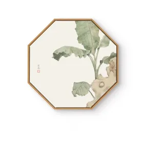 Oriental Hexagon Wall Art With Wood Frame