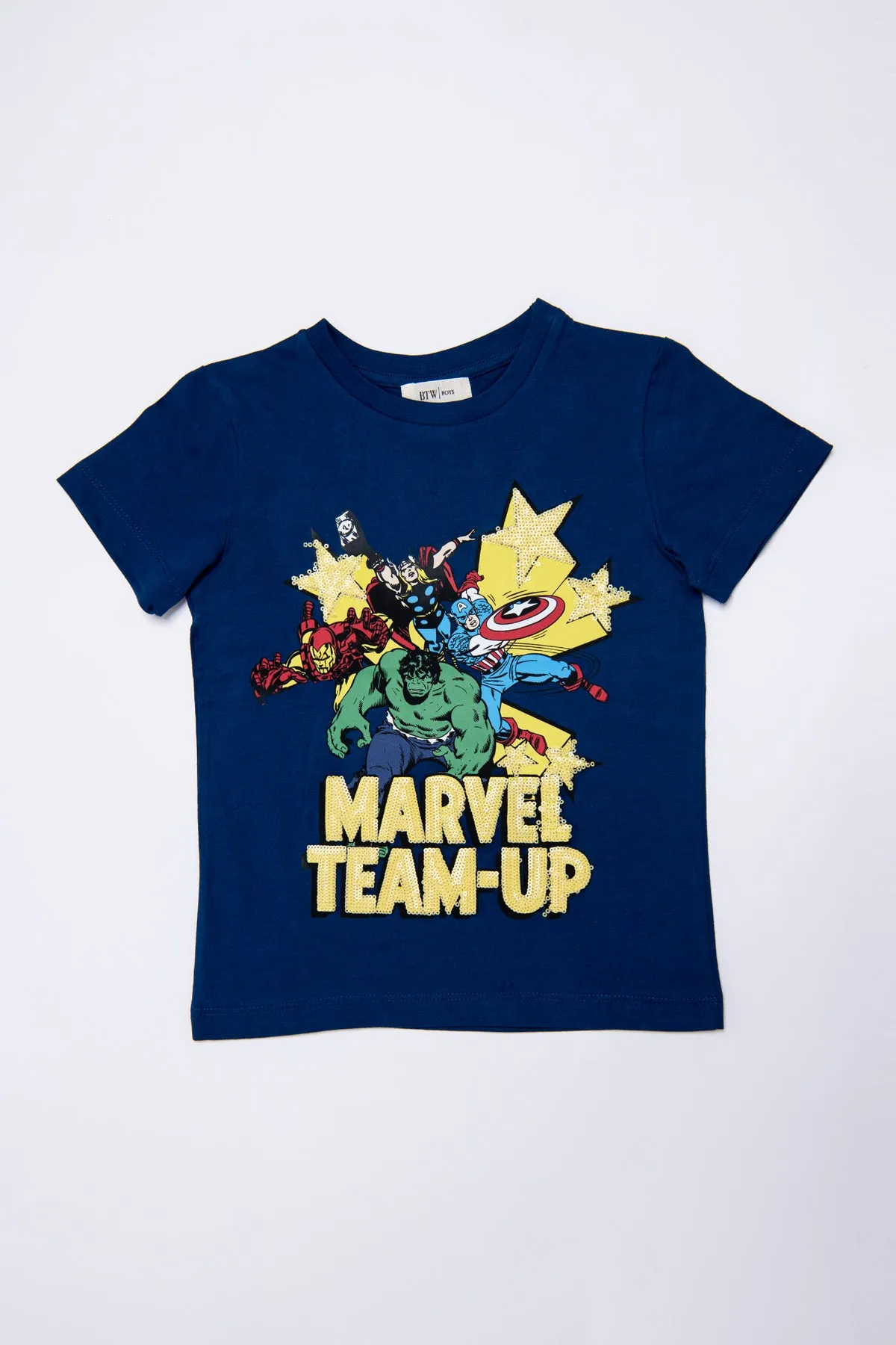 PRINTED MARVEL GRAPHIC & SEQUIN T-SHIRT